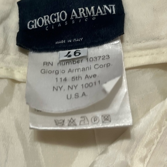 Giorgio Armani Cream Classico Trousers Cuffed Pleated Sz 46 US Sz 10-12 Women - Picture 3 of 12